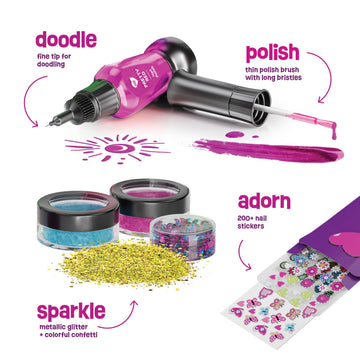 Pretty Me Nail Art Studio Kit - Multicolor Nail Polish Set for Kids Ages 7-12 - Includes Polish, Pens, Glitter, Stickers, Gems