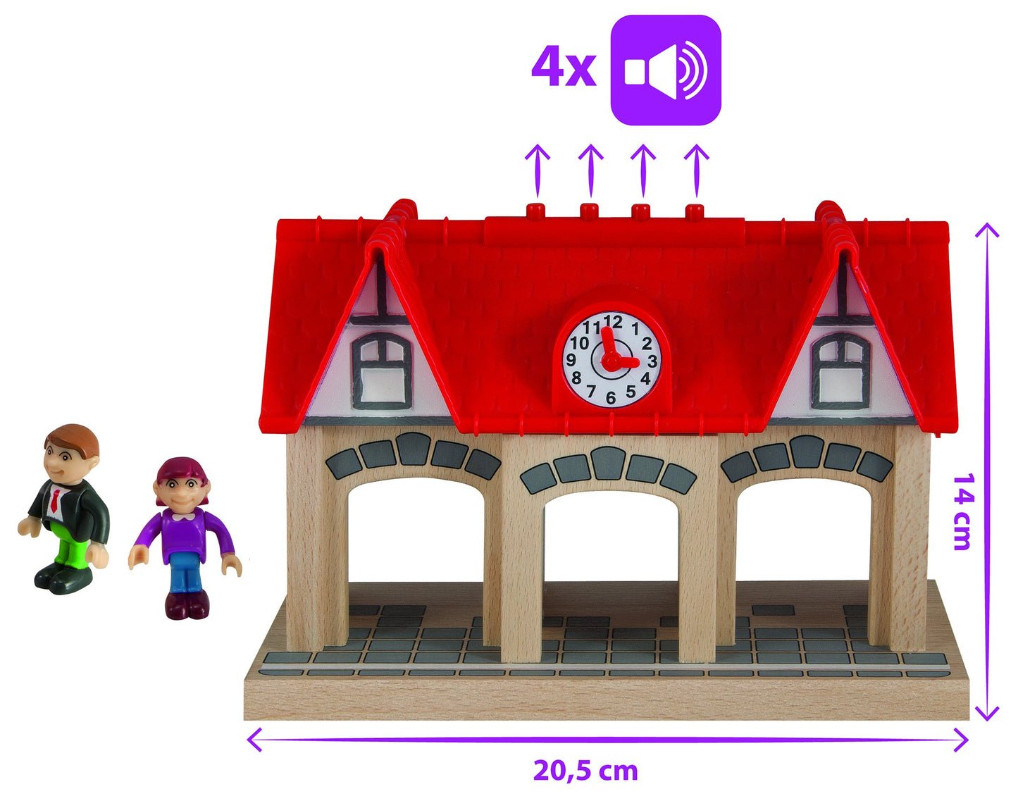 Eichhorn Wooden Soundstation For Trains Sets (4 Piece), Brown