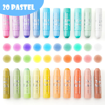 Shuttle Art Tempera Paint Sticks, 20 Pastel Colors, Quick Drying Solid Paint for Kids, 1 Count (Pack of 20)