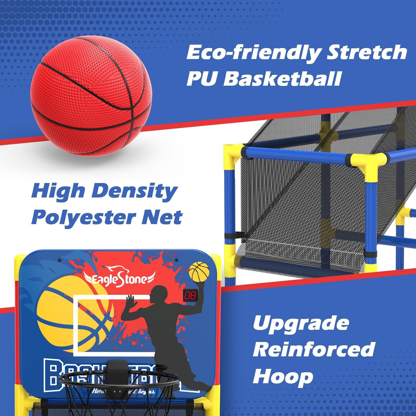 Kids Basketball Hoop Arcade Game W/Electronic Scoreboard Cheer Sound, Basketball Hoop Indoor Outdoor W/4 Balls, Basketball Game Toys Gifts For Kids 3-6 5-7 8-12 Toddlers Boys Girls