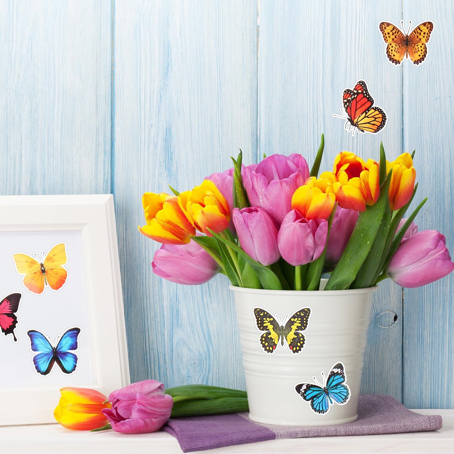 Feifeiya 500 Pcs Butterfly Stickers 1.5 Inch Butterfly Gift Sticker Roll Colorful Self-Adhesive Label Decals for Gifts Cards Scr