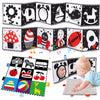 2 Pcs Black And White High Contrast Baby Toys 0-6 Months Soft Crinkle Book For Early Education Montessori Sensory Toys For Newborn Brain Development Tummy Time Mirror Infant Toys 6-12 Months Gifts