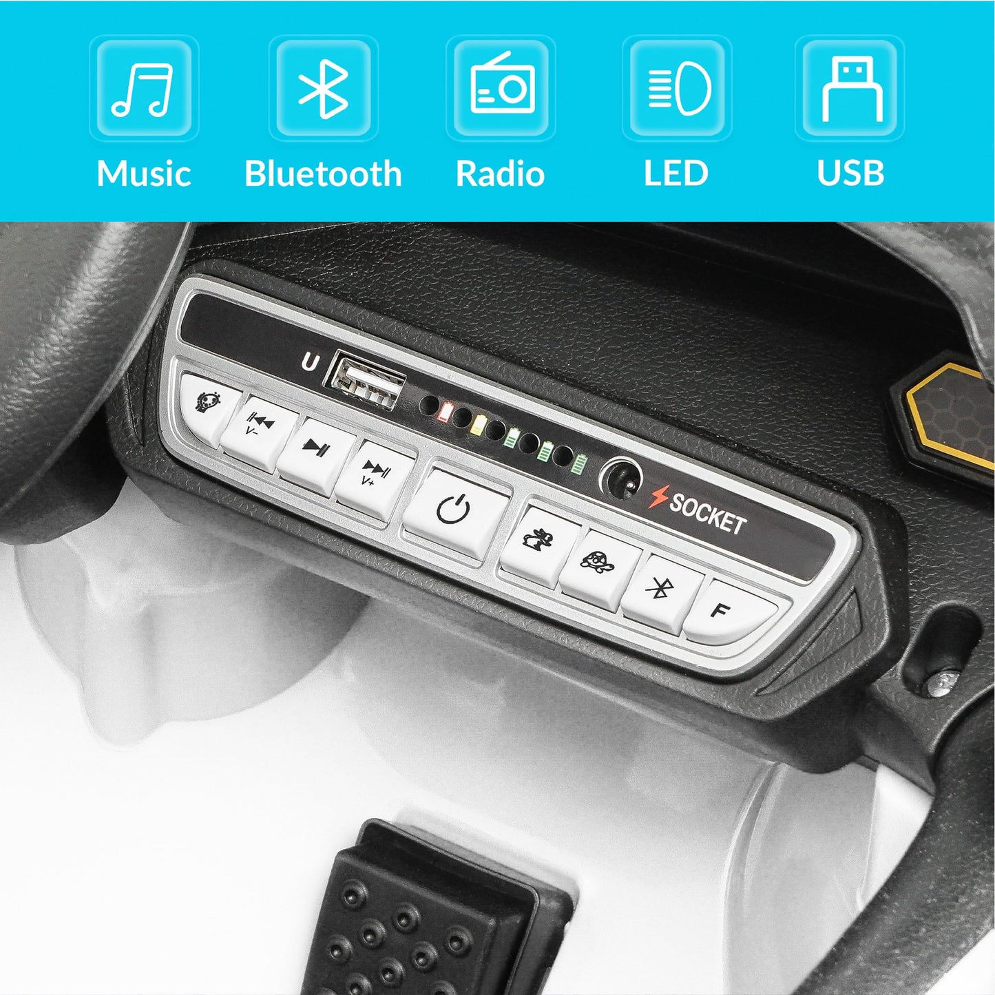 Kidzone 12V Ride On Car, Licensed Lamborghini Autentica Limited Edition Electric Vehicle Toy For Kid & Toddler, Battery Powered Sports Car W/2 Speed, 4 Motors, Parent Control, Spring Suspension -White