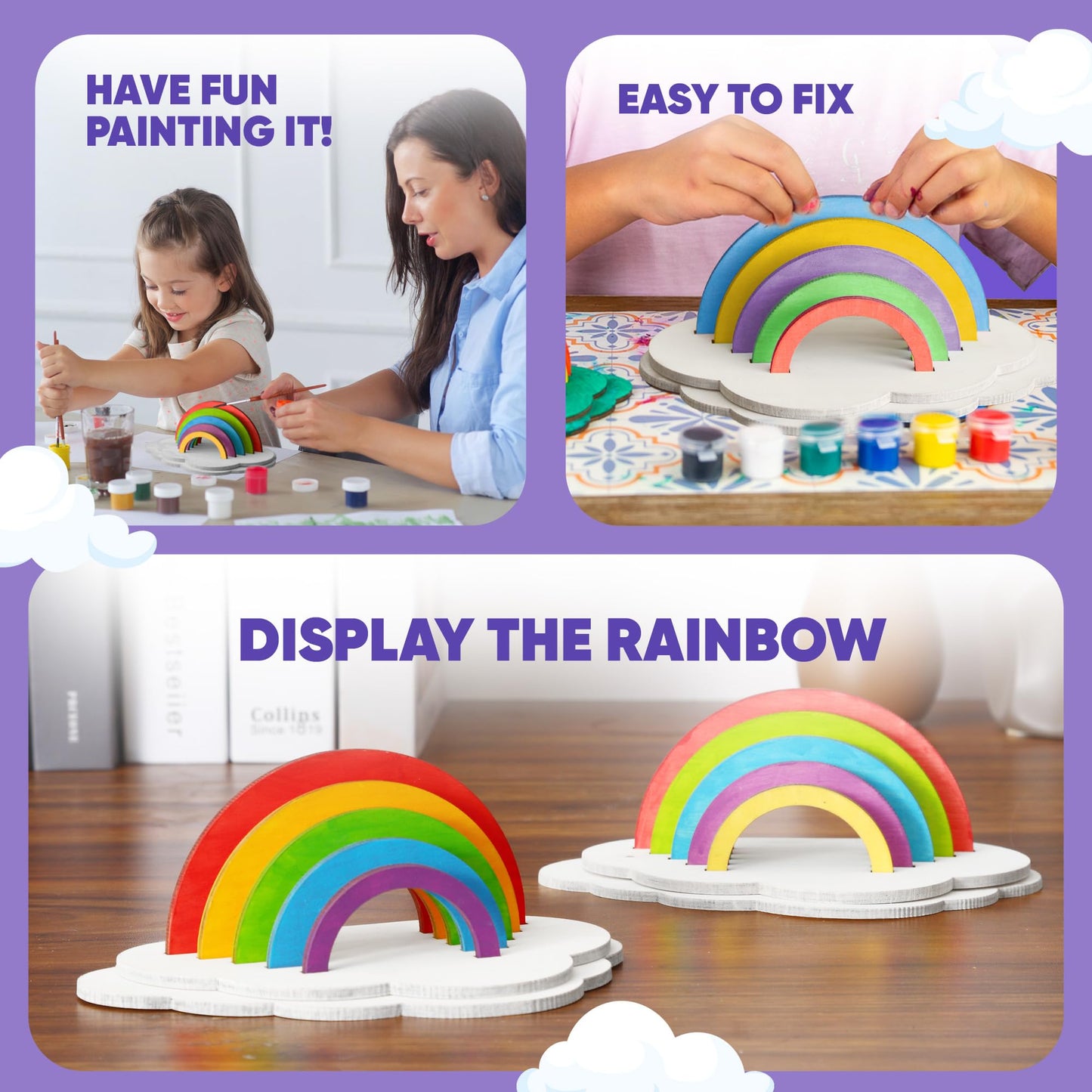 Crafty Happitoys Rainbow Painting Set For Kids 9 Pcs - Bulk Stockings & Birthday Goodie Bag Stuffer - Kids Party Favors Toy Retu