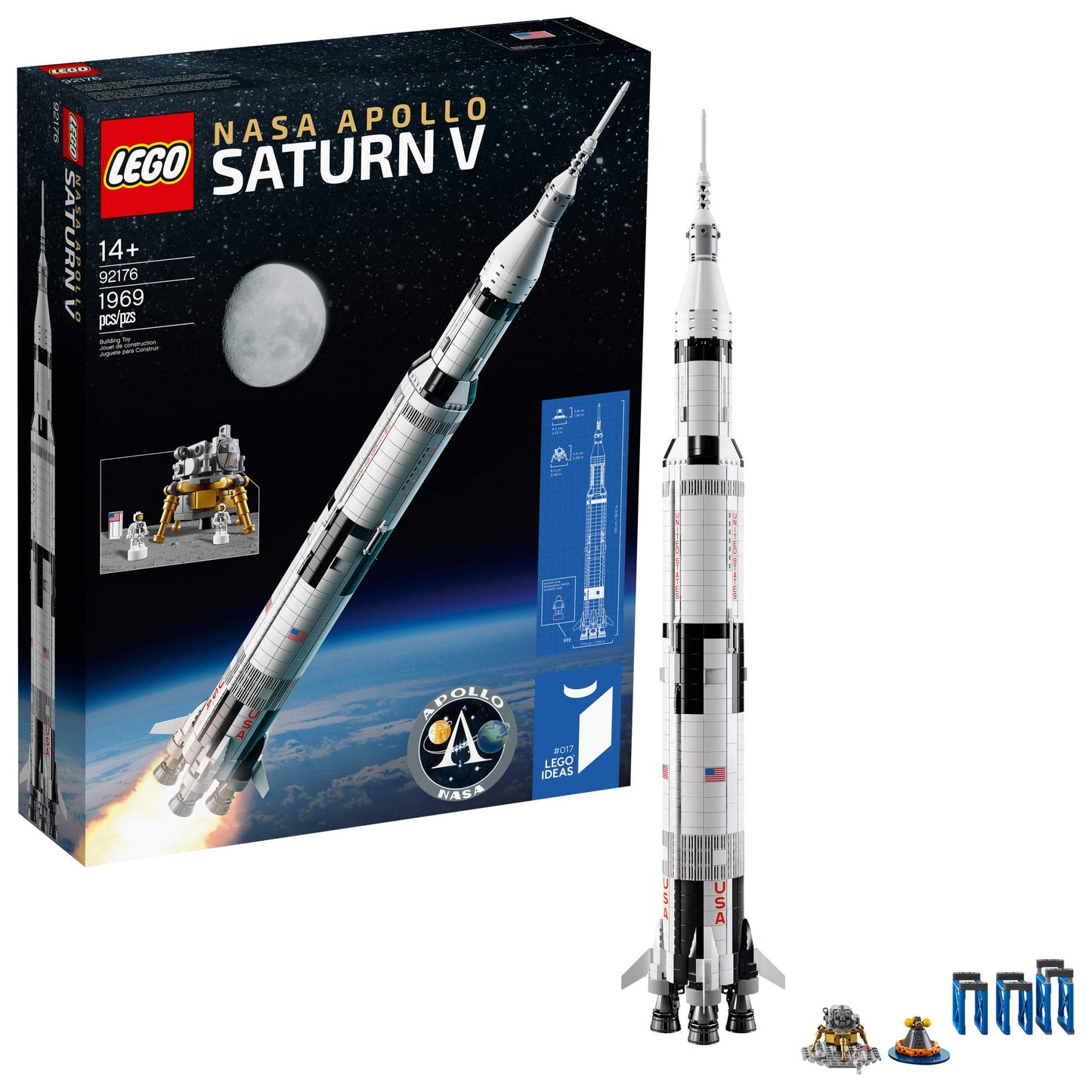 Lego Ideas Nasa Apollo Saturn V 92176 Outer Space Model Rocket For Kids And Adults, Science Building Kit (1969 Pieces)