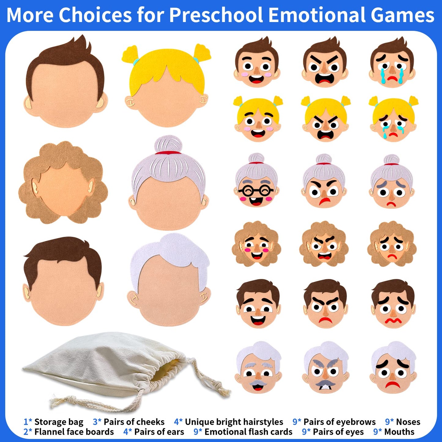 Craftstory 116 Pcs Social-Emotional Learning Activities - 6 Family Feelings Board Games for Kids, Autism Sensory Toy, Age 3+