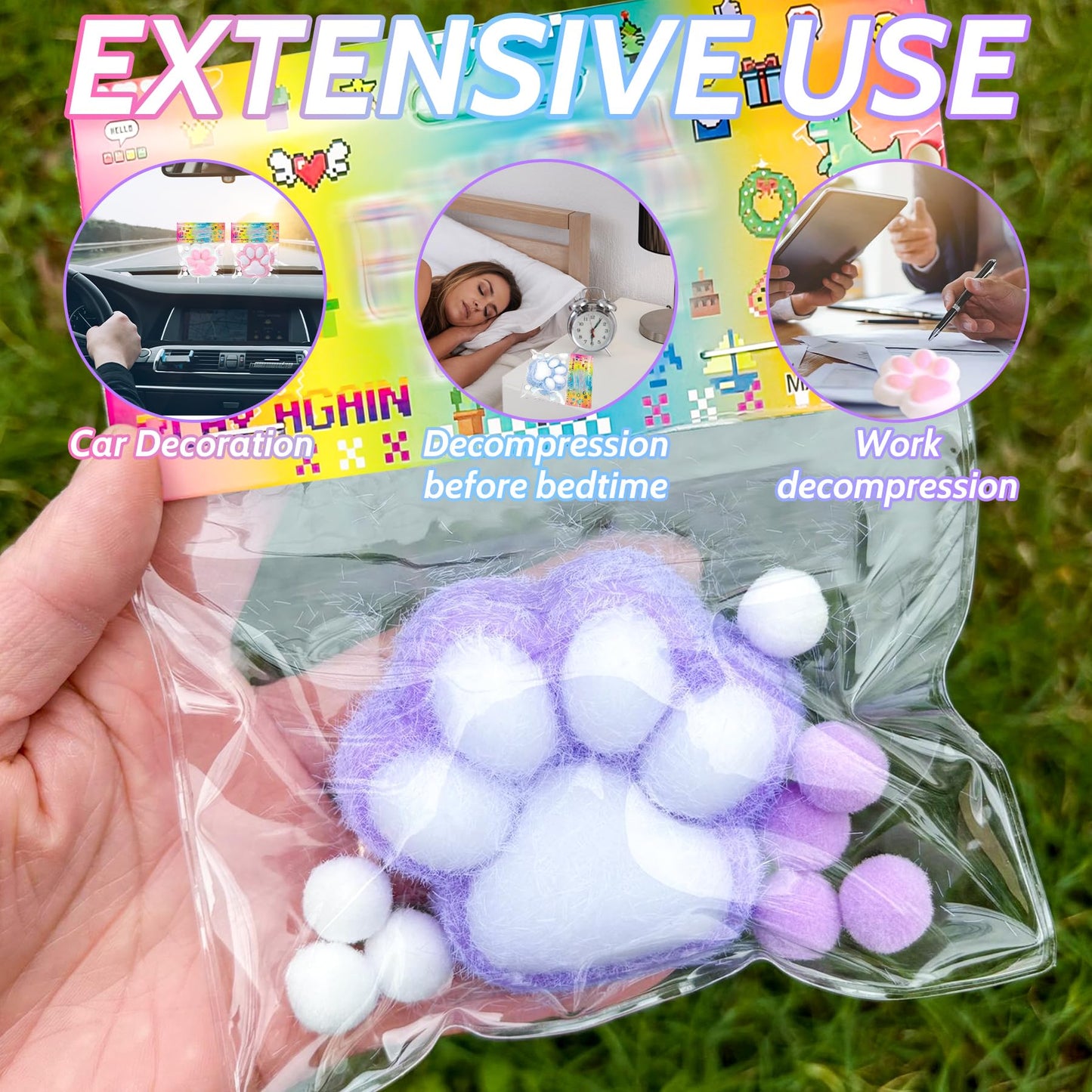 Stress Relief Toy Taba Cat Paw, 4Pcs Squeeze Toy Paw, Cute Sensory Toys, Handmade Soft Silicone Sticky Toys, Bouncy Stress And R