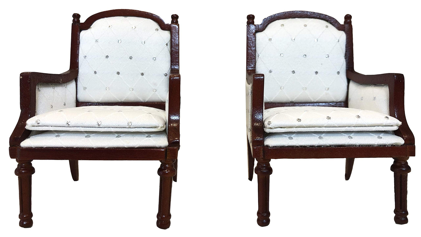 Wooden Dollhouse Armchairs, Set Of 2, Dinning Lounge Chairs For Doll Houses, Miniature Furniture, 3 Inch To 6 Inch Dolls