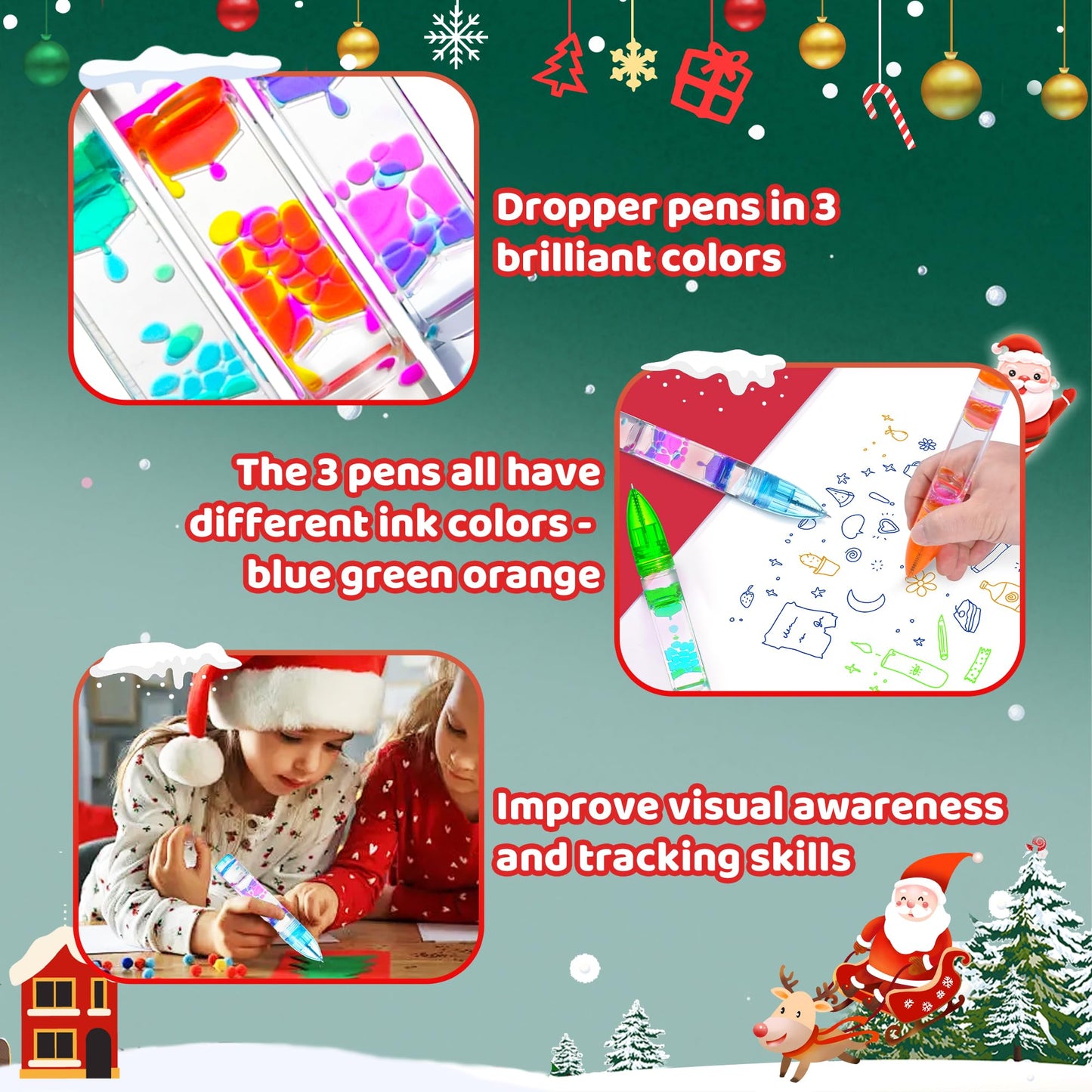 Liquid Pens Christmas Stocking Stuffers Gift For Girls Kids, Fun Cool Pens Autism Adhd Anxiety Stress Relief Travel Draw Toy Fid