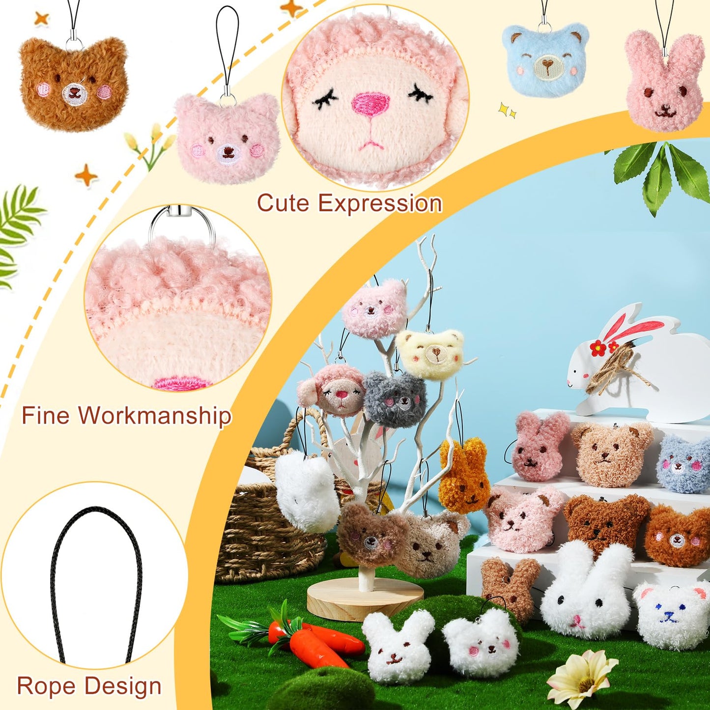 Libima 40 Pcs Mini Stuffed Animals Sea Animal Fruit Plush Keychain Set For Carnival Birthday Classroom Prizes Decoration For Clo