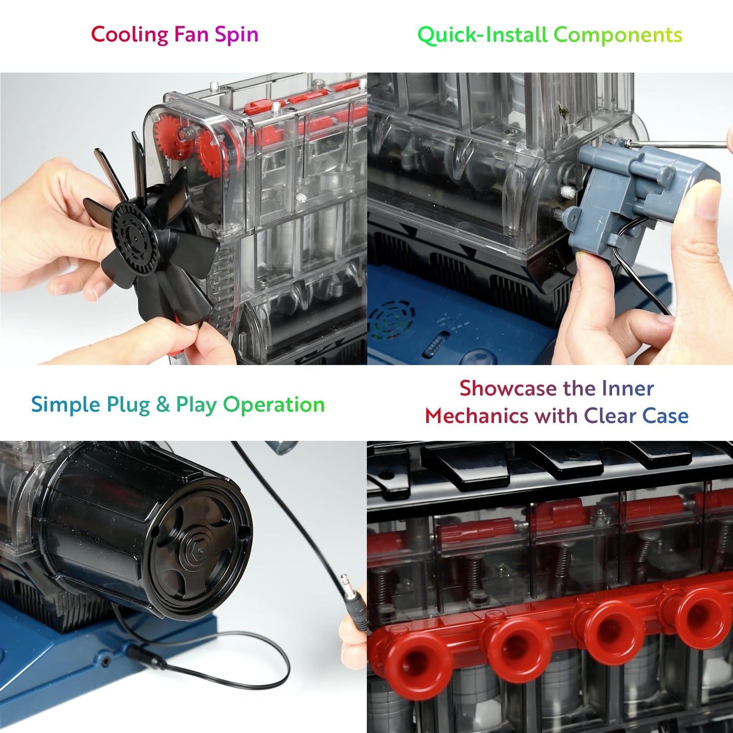 Playz Inline 6 Engine Model Kit - Build Your Own Stem Inline 6 Small Engine That Runs Kit For Adults & Kids Age 10-12+, Visible Inline 6 Mini Engine Kit That Works For Adult W/ 230 Stem Parts