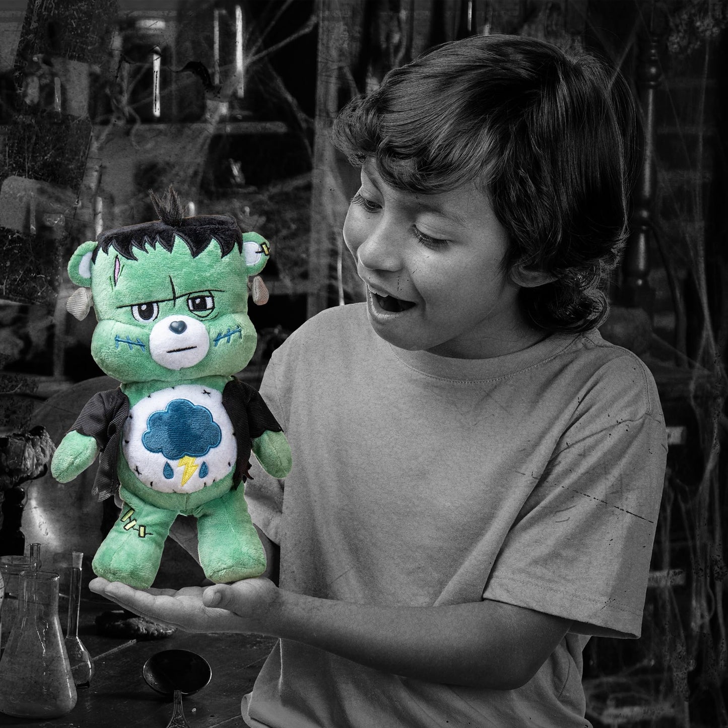 Care Bears 9 Fun Size Plush - Grumpy Bear as Frankenstein, Soft Stuffed Animal for Kids, Ages 4+, Huggable Toy