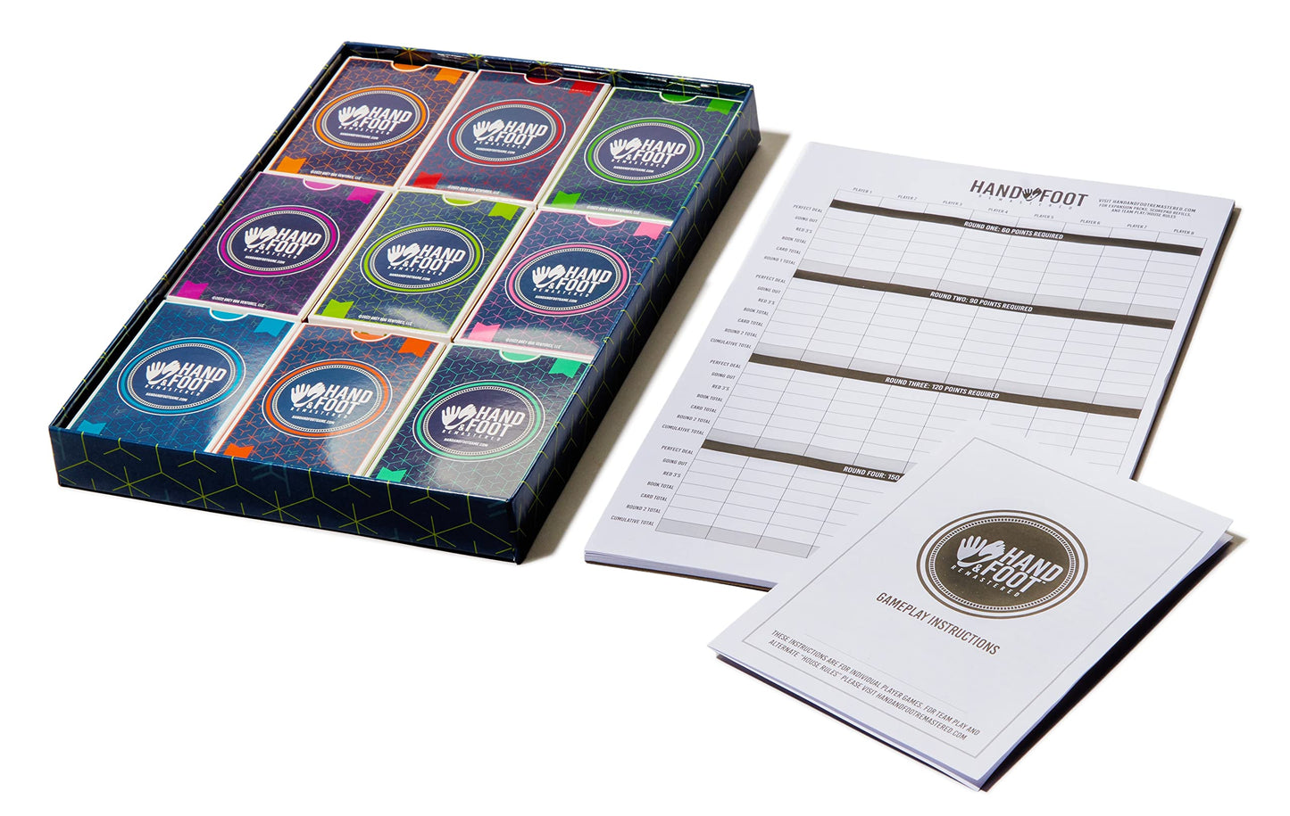Hand & Foot Remastered 8 Player Edition - Multi Color Board Game for Family Fun and Game Night