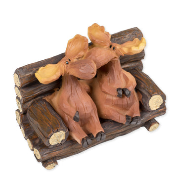 Slifka Sales Company Kissing Moose On Bench 5 X 3 X 3 Inch Resin Crafted Tabletop Figurine