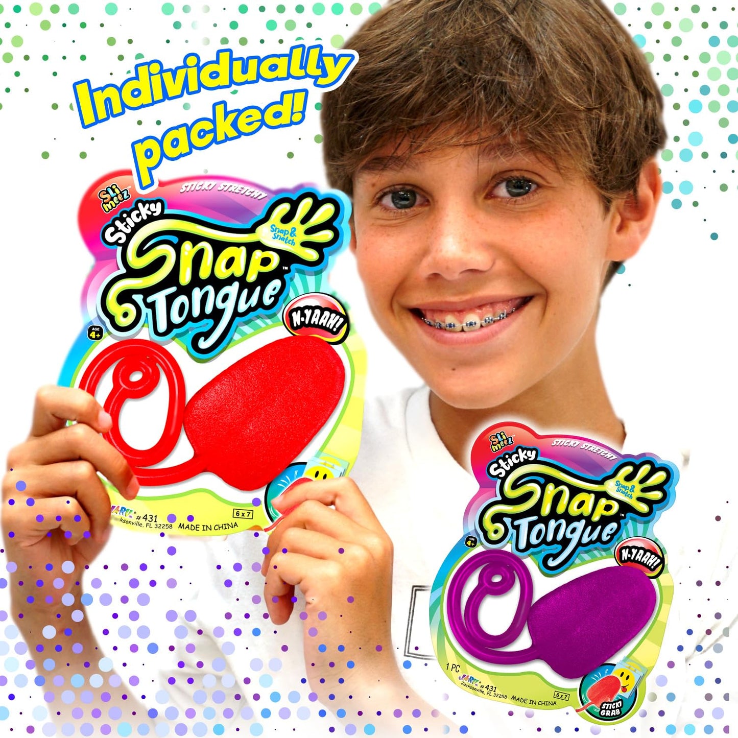 Fun A Ton Giant Snap Hand-Jumbo Sticky Tongue Toy (1 Pack Assorted) Large Stretchy Sticky Hands Toy For Kids. Party Favors, Clas