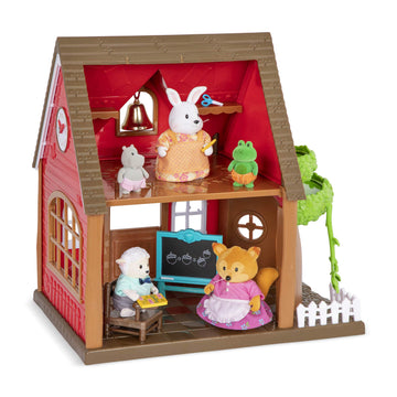 Lil Woodzeez - Woodland Schoolhouse - Dollhouse Playset - 1 Doll Figure, Miniature Furnitures & Accessories Included - Pretend P