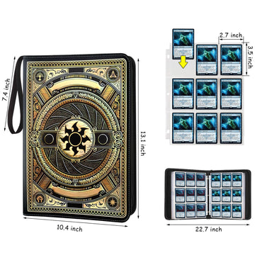 MTGPRO 9 Pocket Card Binder Trading Card Binder enhanced 720 Double PU Card Collection Binder with Sleeves Card Folder for MTG TCG Sports Cards (Gold)
