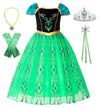Reliparty Girls Princess Costume Dress Up Green, With Accessories,130