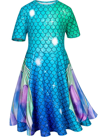 Doll And Girl Matching Nightdress Mermaid Dress Nightgowns Costume For Girl And 18'' American Girl Doll Clothes(1-110)