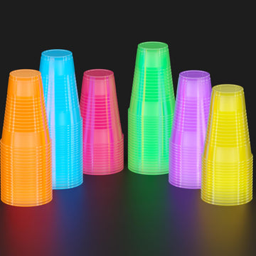 Exquisite Blacklight Party Glow Cups - 60 Pack 16 Oz - Assorted Colors - Disposable Cups For Party - Blacklight Reactive Glow In The Dark Cups For Birthday Party - Food Safe - Neon Cups