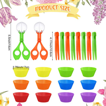 20 Pieces Fine Motor Skills Handy Scooper Set, Include 8 Tweezers, 2 Jumbo Scissors Clip And 10 Assorted Colors Sorting Bowls Fo