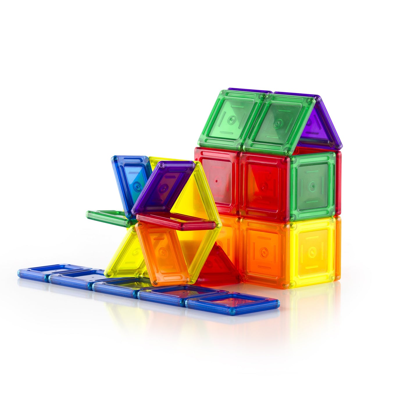 Guidecraft Powerclix Solids Magnetic Building Blocks Set, 70 Piece Magnetic Tiles, Stem Educational Construction Toy