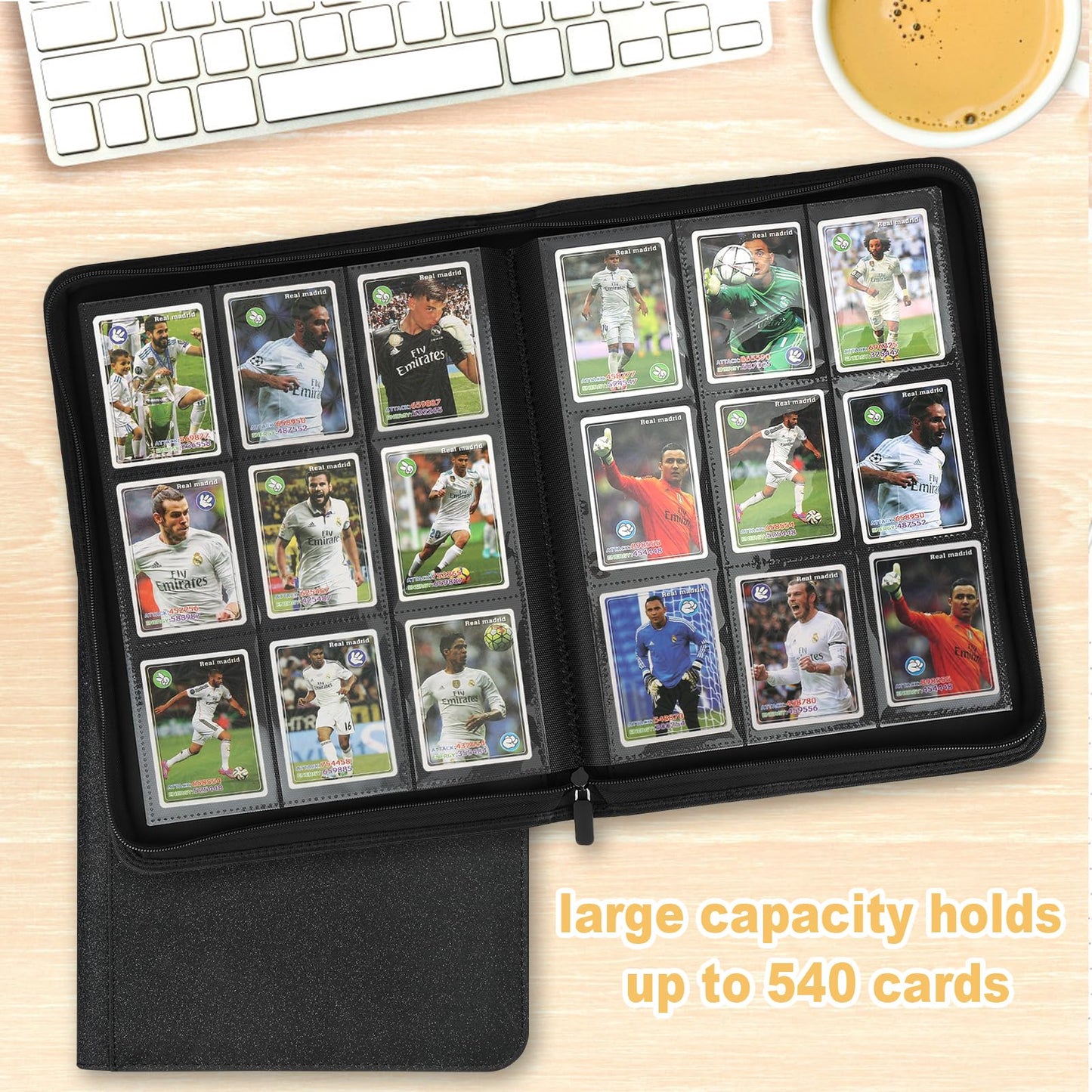 Trading Card Binder 9 Pocket GERMUN PU Cover Card Binder for 540 Cards enhanced Trading Card Collection Binder Double Sided Pocket Card Album for MTG TCG (Black)