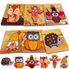 Thanksgiving Toys Wooden Puzzles Gift For Toddler, 6 Pack Puzzles Thanksgiving Autumn Fall Harvest Party Favors For Toddlers 1 2