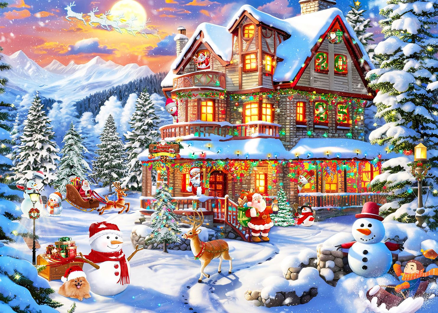 Huadada Christmas Puzzles 1000 Pieces For Adults - Christmas Cheer Jigsaw Puzzle 1000 Piece- Jigsaw Puzzles For Adults And Kids 1000 Piece Holiday Jigsaw Puzzle
