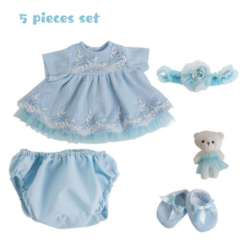 Ekokiz Reborn Baby Dolls Clothes Girl Blue Baby Clothes Doll Clothes 17-22 Inches Doll Clothes And Accessories For Reborn Baby D