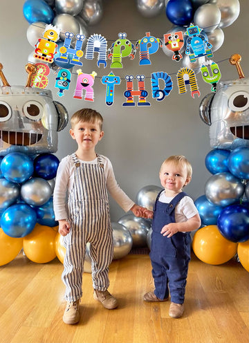 83 PCS Robot Birthday Party Decoration Robot Birthday Party Supplies Robot Birthday Balloons Robot Birthday Banner Favors Cake C