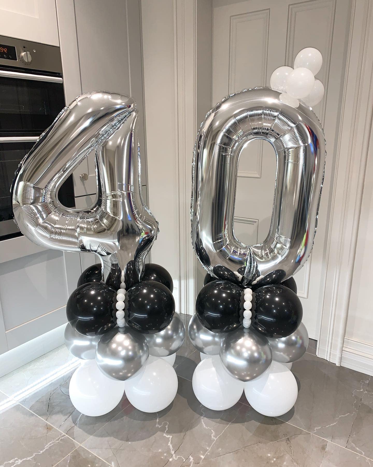 LHOAVWE 40 Inch Silver Foil Mylar Number Balloons, Giant 40th Birthday Party Decorations, Aluminum, Silver Color