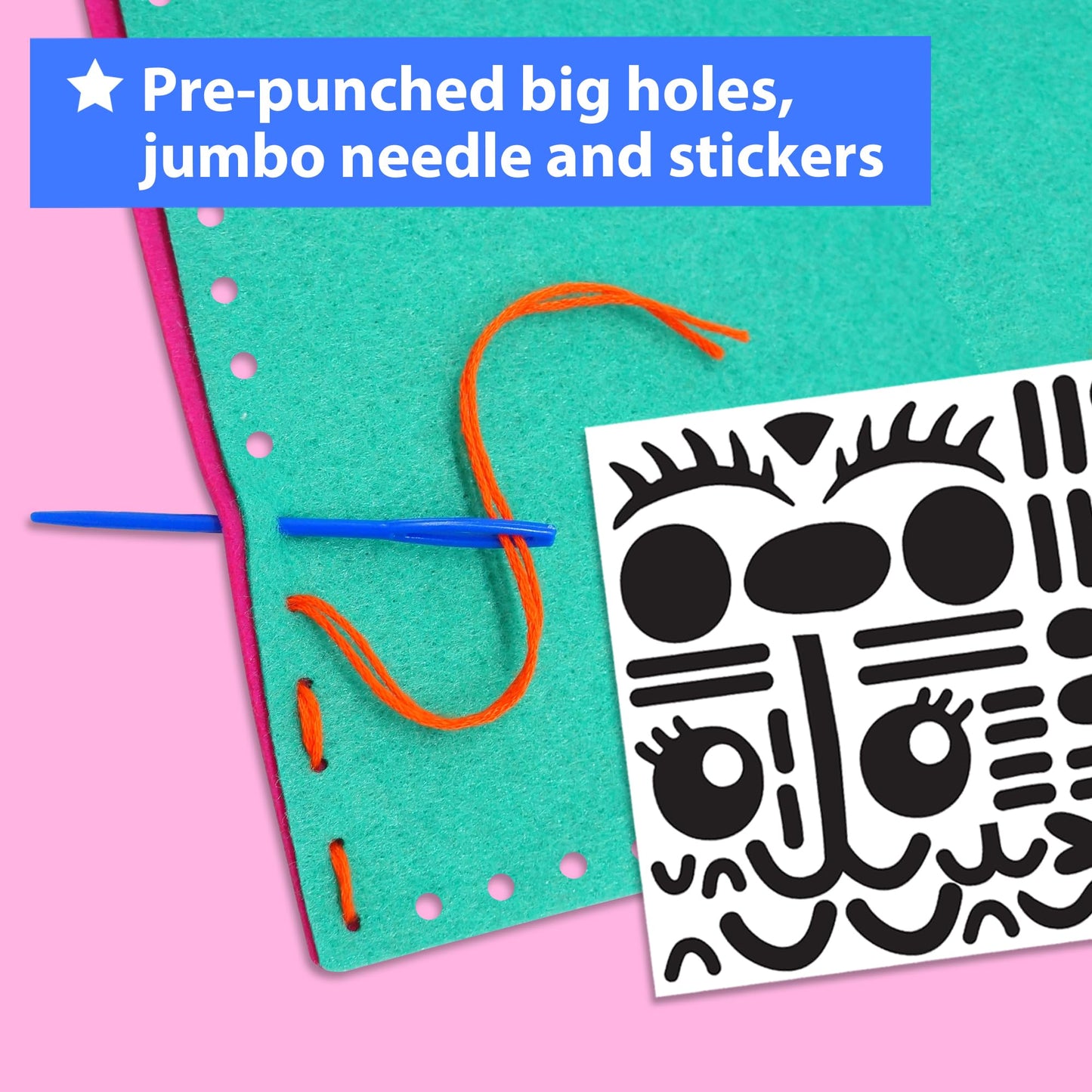 KRAFUN My First Sewing Kit for Beginner Kids Arts & Crafts, 7 Easy DIY Projects of Stuffed Animal Dolls and Plush Pillow Craft,