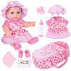 Zqdoll 12 Baby Dolls With Bassinet Bed, Rainbow Theme Reborn Cute Baby Doll Clothes And Accessories Set Include Pacifier Bottle