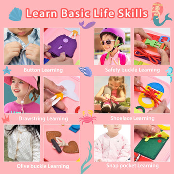 Silouka Preschool Learning Board For Toddlers 2-4, Montessori Busy Books For 1-4 Years, Sensory Busy Board For Travel Gift (Merm