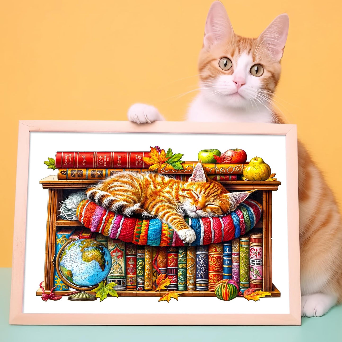 Wooden Puzzles for mature-themeds - Challenging Dreamy Tabby Cat mature-themed Puzzle Unique Animal Shaped Wooden Jigsaw Puzzles for mature-themeds Creative Gifts Family Games 11.4 * 8.1 in 180pcs