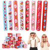 CCINEE 48PCS Valentine's Day Slap Bracelets, Assorted Heart Animal Printed Slap Wristbands Valentine Cartoon Snap Bands for Kids