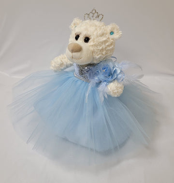 Kinnex Collections Since 1997 12'' Quince Anos Teddy Bear With Dress Embroidery Mis 15 Anos (Centerpiece) ~ B09631-4 (Baby Blue)