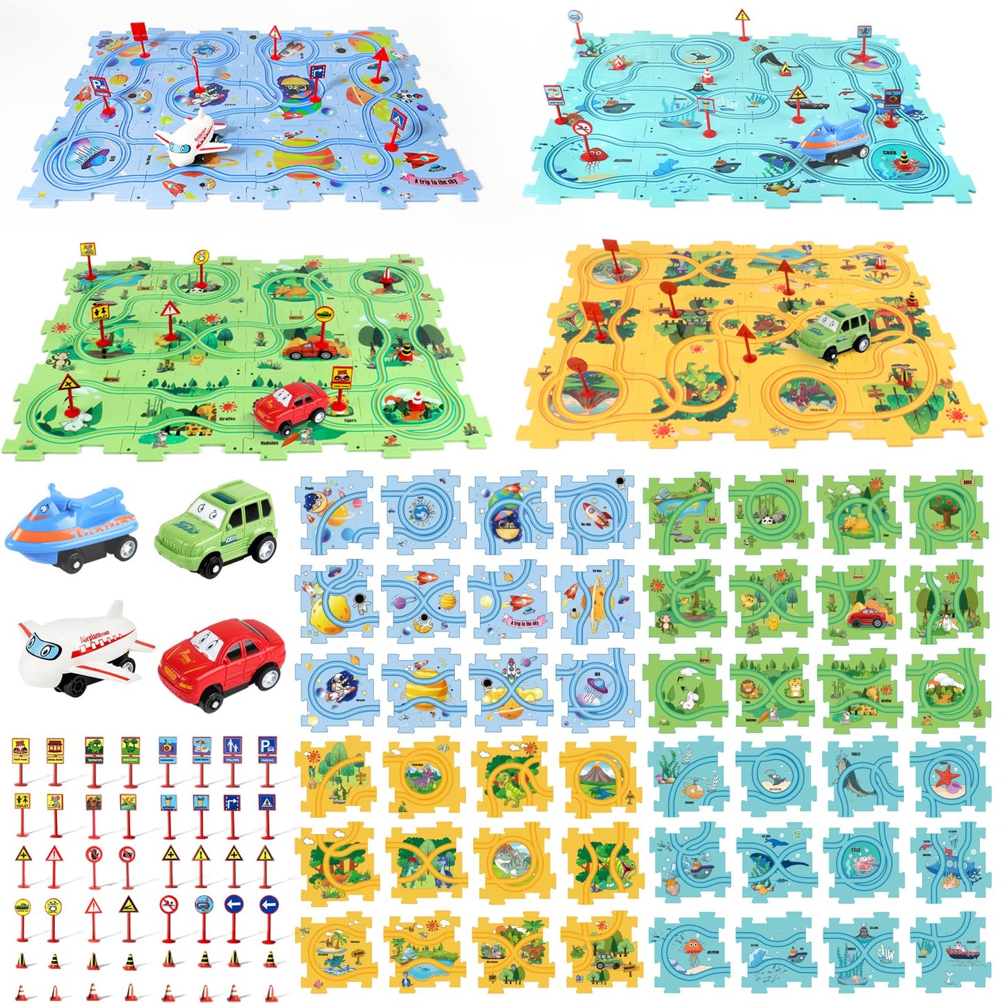 Yooyid Puzzle Racer Kids Car Track Set, Kids Toys Boys 3-5, Toys For 2 3 4 5 6 Year Old Boys, Toys For Ages 2-4, Montessori Toys