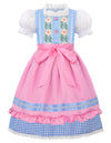 Relibeauty Kids Girls Dirndl Dress Oktoberfest Costume German For Girls,Blue & Pink,150
