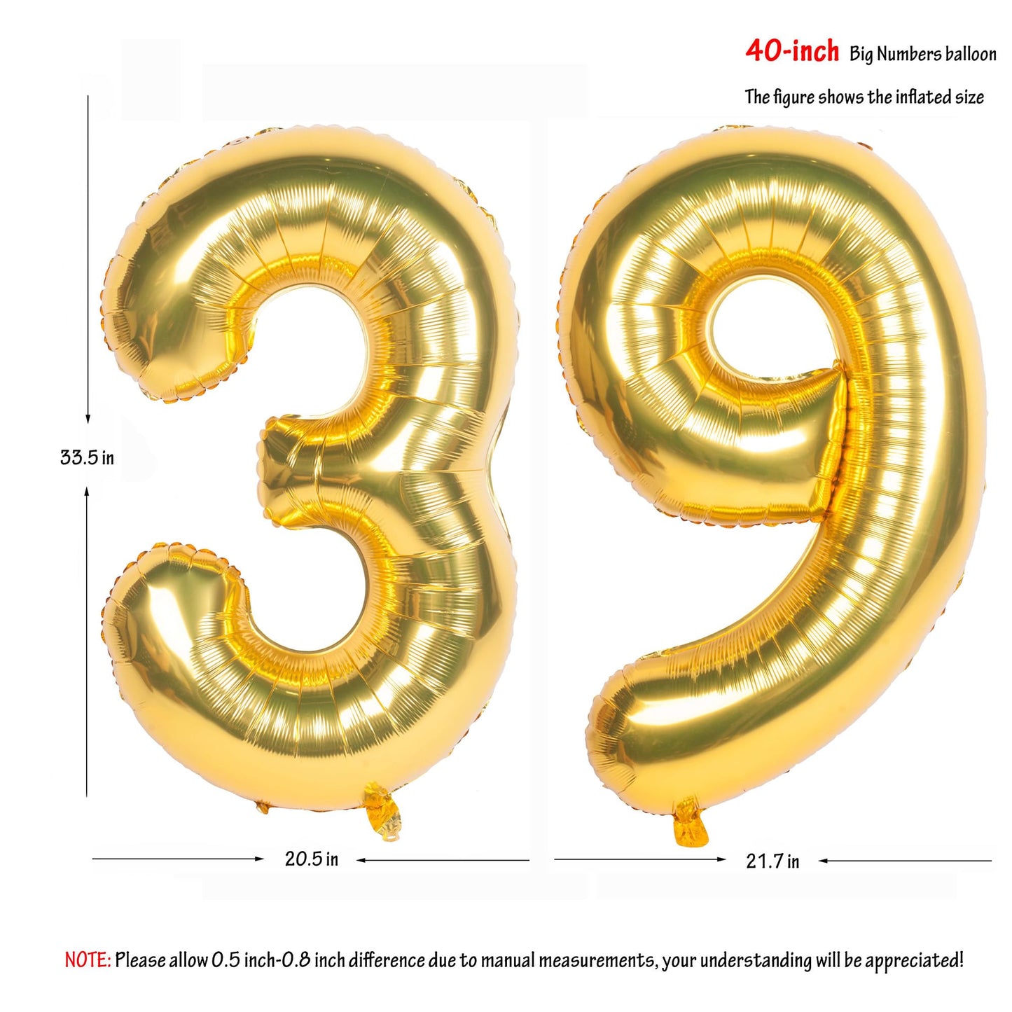 40 Inch Gold Number Balloons Helium Foil Mylar Balloon Birthday Party Banquet Decoration 39