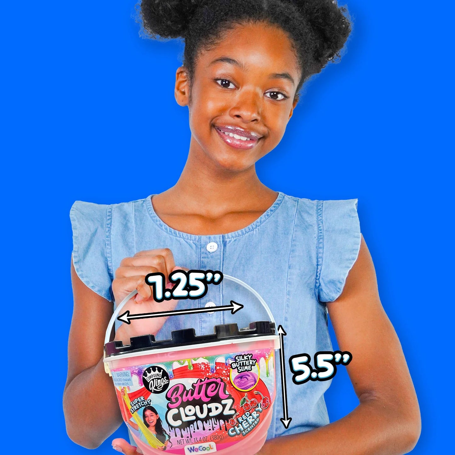 Compound Kings Fluffy Butter Cloudz Compound Bucket For Girls & Boys | Sensory Toys | Non-Toxic & Non-Sticky | Stress Relieving Tactile | (Red Cherry)