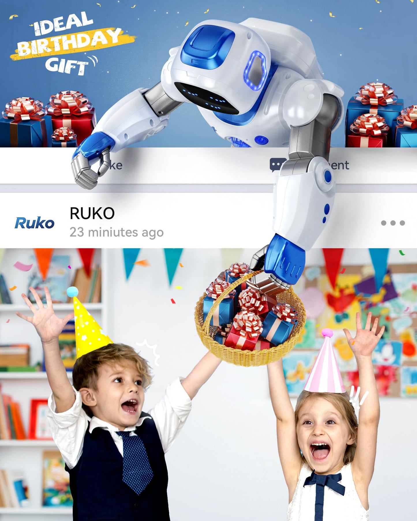 Ruko 1088 Smart Robots for Kids, Large Programmable Interactive RC Robot with Voice Control, APP Control, Present for 4 5 6 7 8