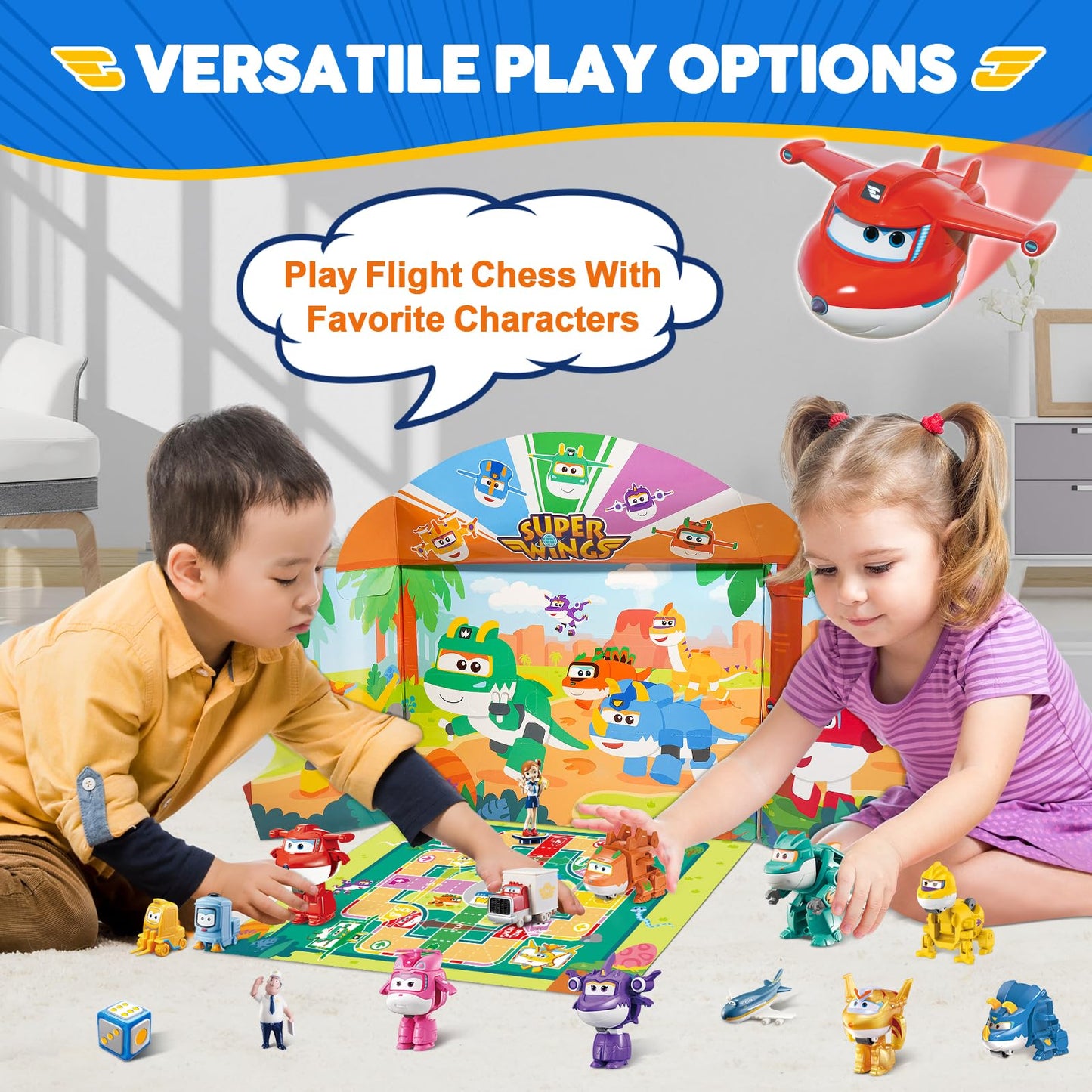 Super Wings 14-Pack Transforming Toys, 2 Inch Airplane Collector Character Toy With Dinosaur Mini Collectible Action Figure With