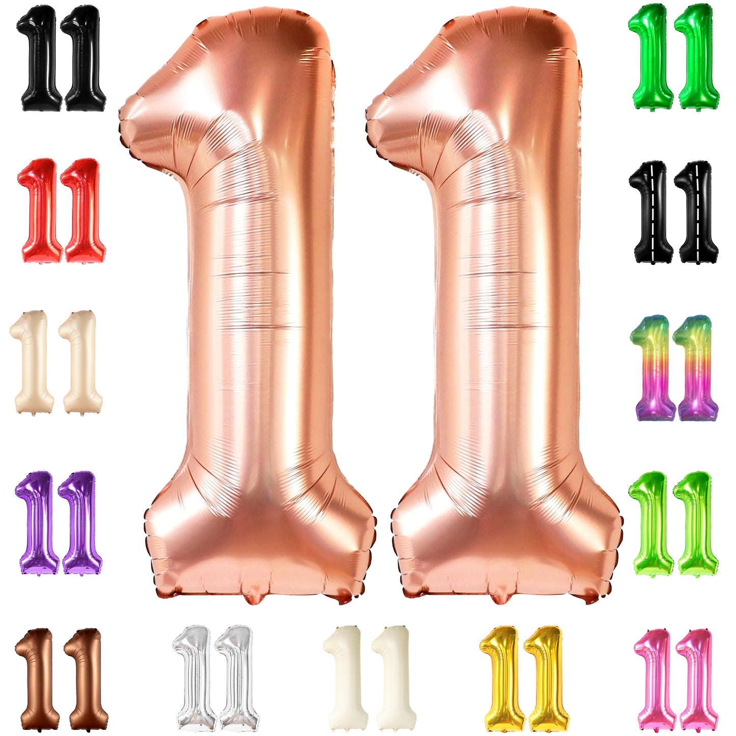 Giant, Rose Gold 11 Balloons Number - 40 Inch | Rose Gold 11Th Birthday Decorations For Girls | Number 11 Balloons For Birthdays Party | 11 Birthday Balloons For Girls | Preppy Birthday Decorations 11