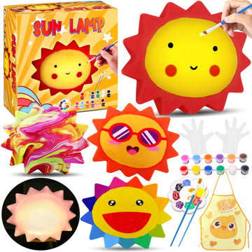 Paint Your Own Sun Lamp Art Kit, Diy Sun Night Light Arts & Crafts Toys, Painting Kit Arts And Crafts For Kids Ages 8-12, Art Supplies Birthday Gifts For Girls Boys 3 4 5 6 7 8 9 10 11 12 Year Old