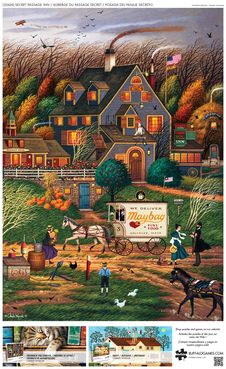 Buffalo Games - Charles Wysocki - Secret Passage Inn - 300 Piece Jigsaw Puzzle For Adults -Challenging Puzzle Perfect For Game N