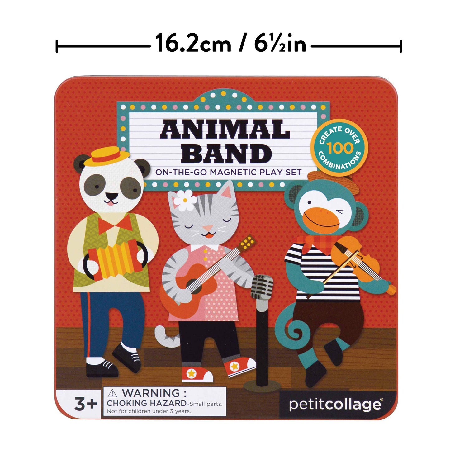 Petit Collage Animal Band Magnetic Play Set - 27 Piece Mix & Match Game for Kids, Ideal Travel Activity, PTC227