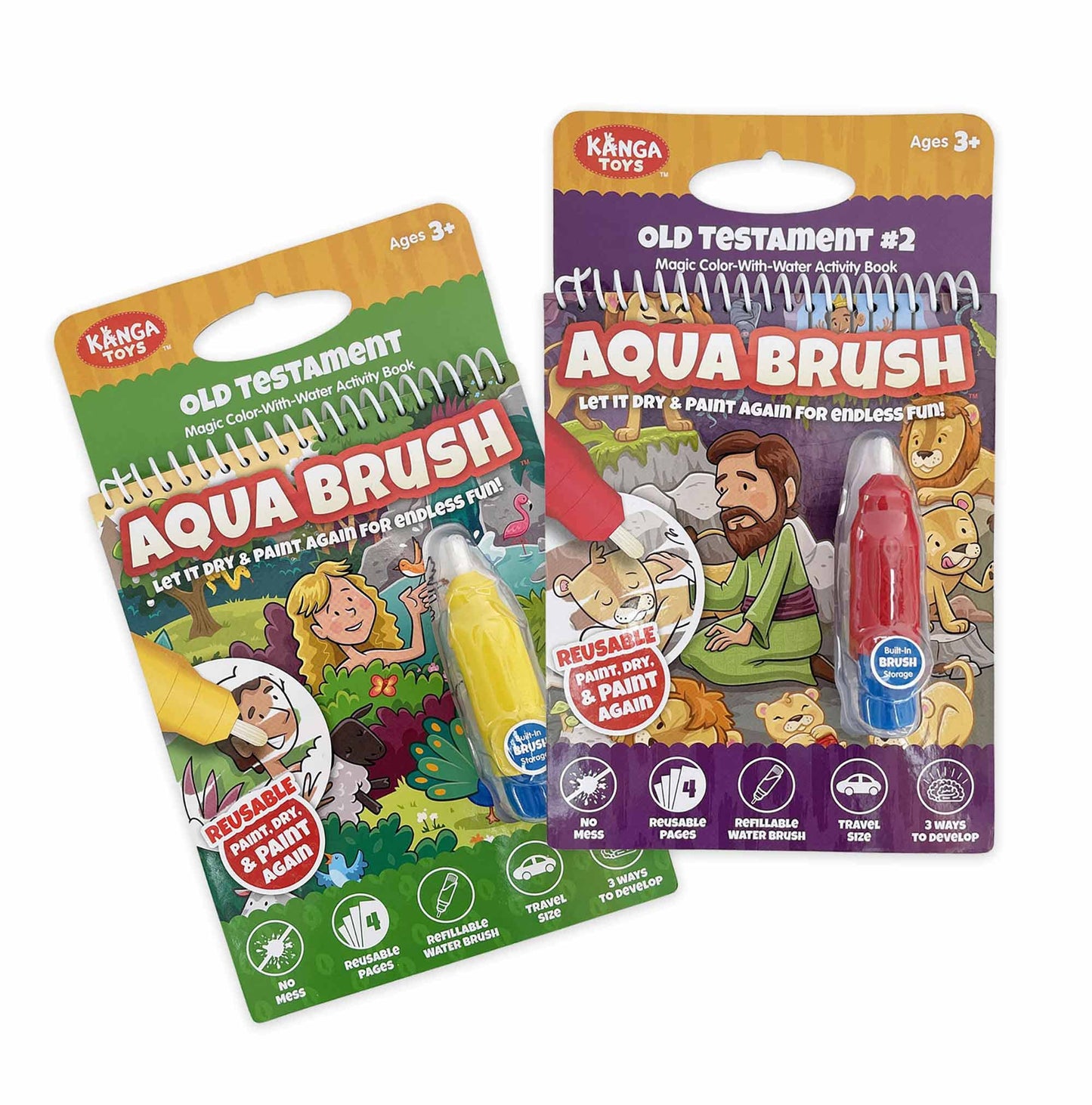 Kangatoys Aqua Brush 2 Pack | Old Testament #1 And Old Testament #2 Color With Water Activity Books, Bible School, Preschool, El