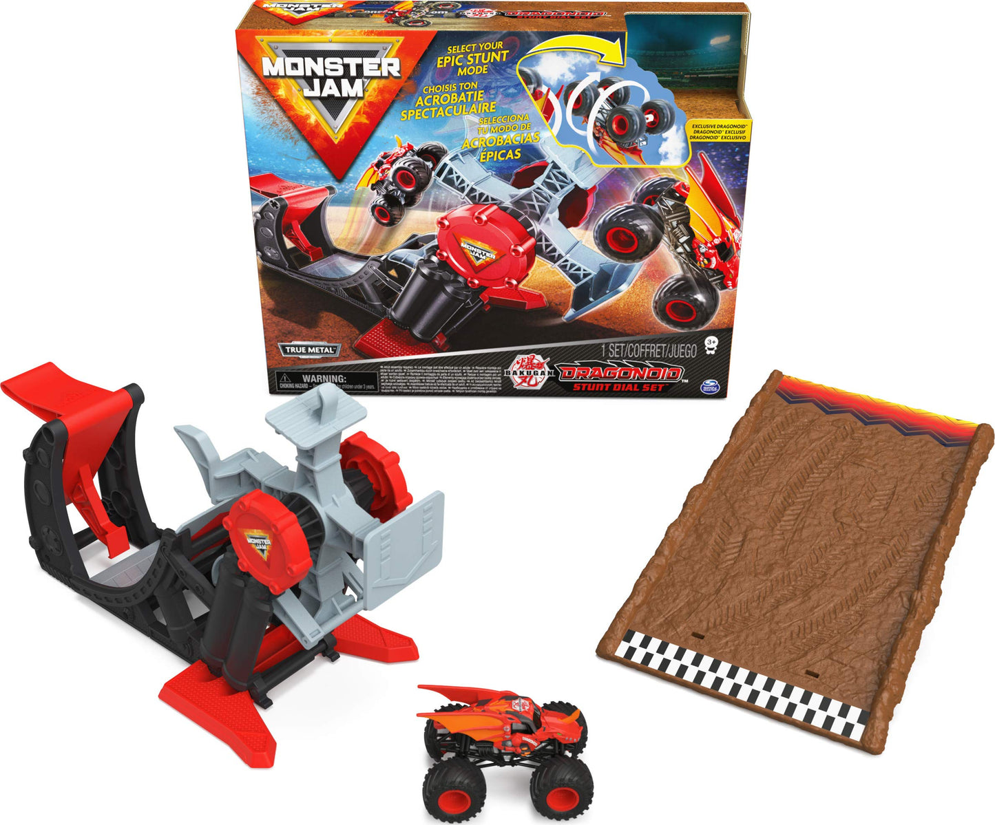 Monster Jam Official Bakugan Dragonoid Stunt Dial Playset with Exclusive 1:64 Scale Dragonoid Die-Cast Monster Truck-New